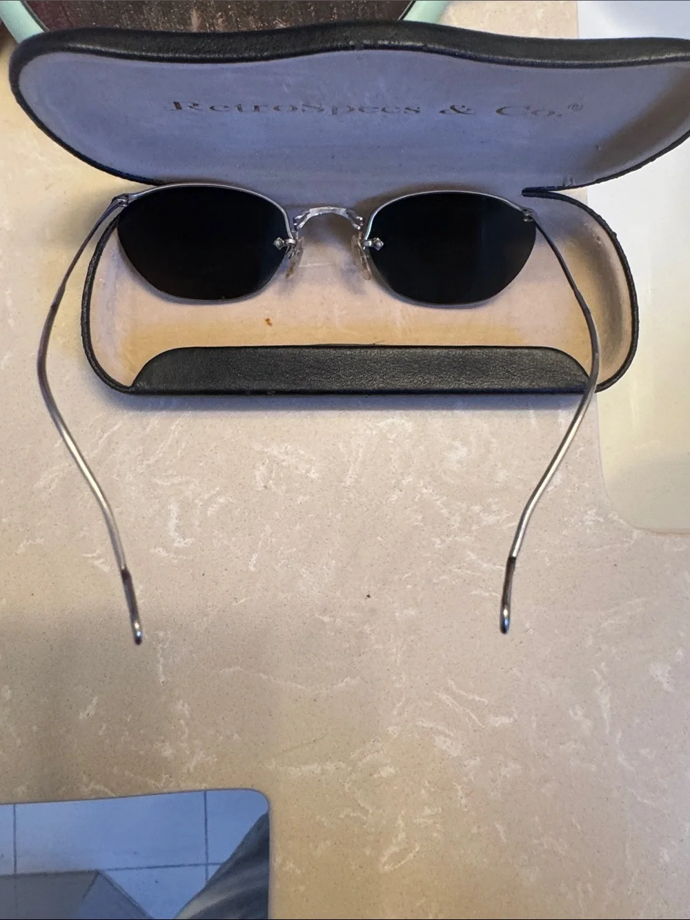 Men’s Rimless Sunglasses - Black Lenses